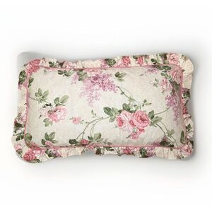 VTG Sanderson‎ By Martex Rose & Lilac Ruffled Set Of 2 KING Pillow Shams NOS